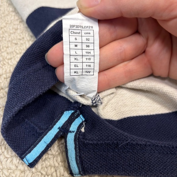 United Colors of Benetton Men's Rugby Stripe‎ Polo Shirt, XL, Navy - Picture 8 of 12